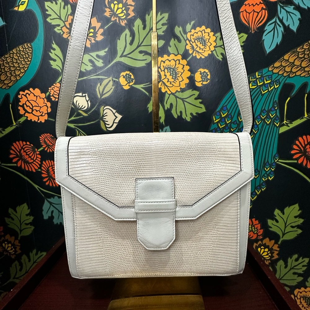 Vintage Yves Saint Laurent White Lizard Shoulder Bag | 1980s | Made in France - Picture 4 of 11